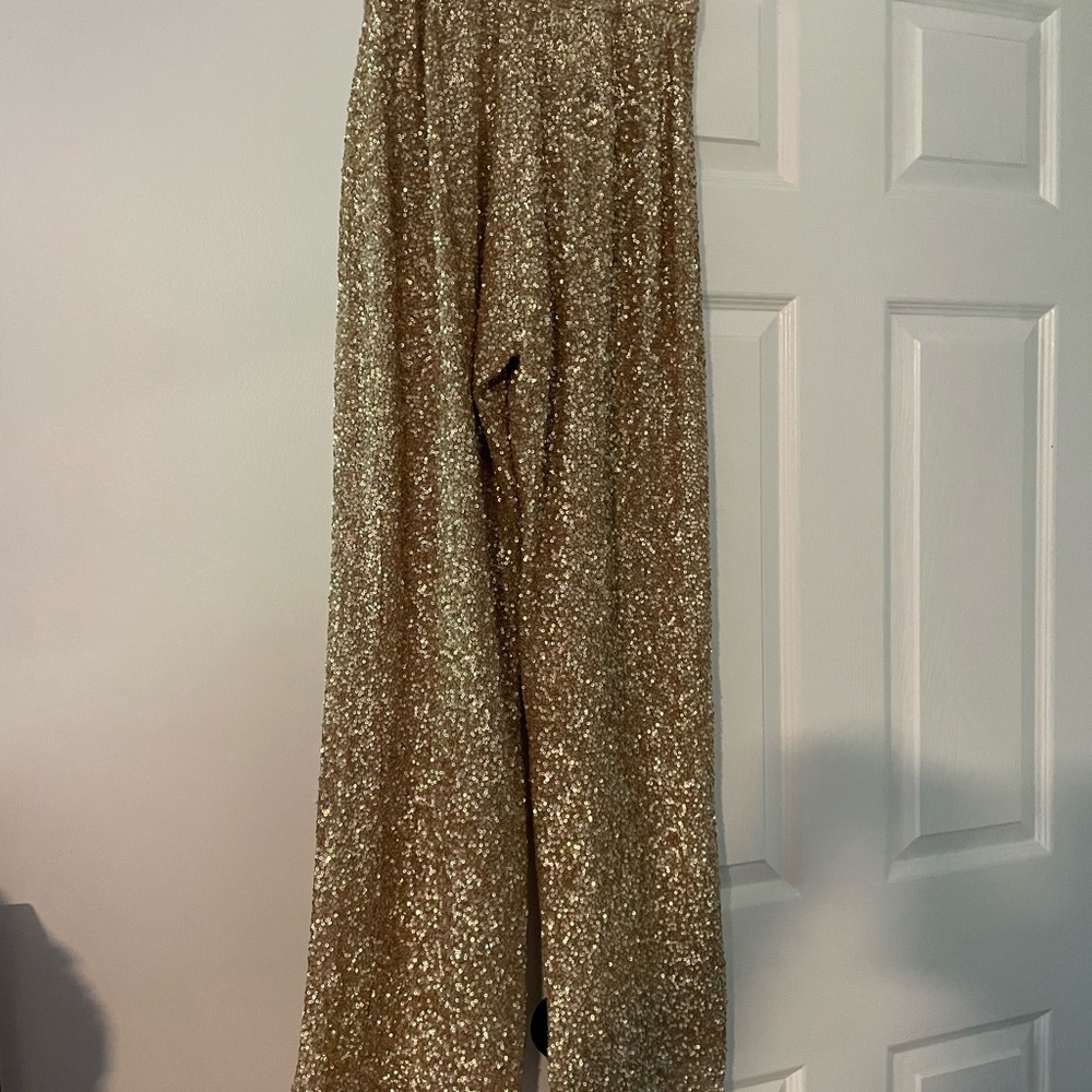 Hole lined wide dressy pants